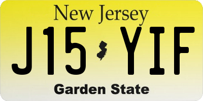 NJ license plate J15YIF