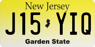 NJ license plate J15YIQ