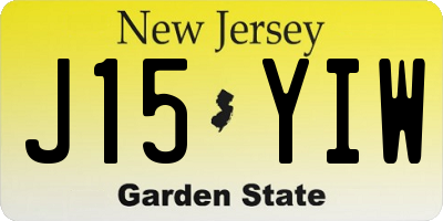 NJ license plate J15YIW