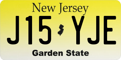 NJ license plate J15YJE