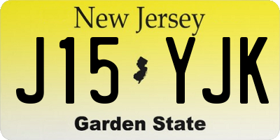 NJ license plate J15YJK