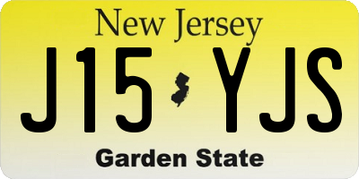 NJ license plate J15YJS