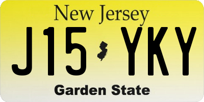 NJ license plate J15YKY