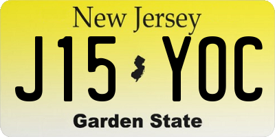 NJ license plate J15YOC