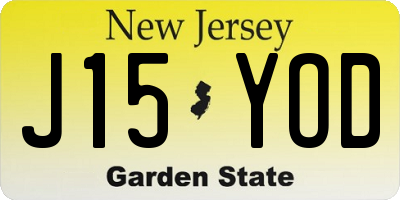 NJ license plate J15YOD