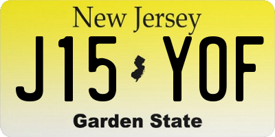 NJ license plate J15YOF