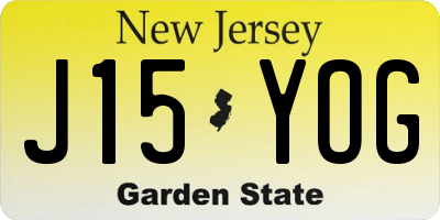 NJ license plate J15YOG