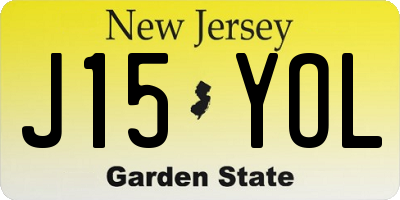 NJ license plate J15YOL