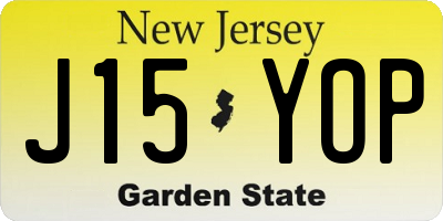 NJ license plate J15YOP