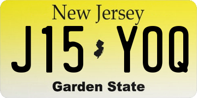 NJ license plate J15YOQ