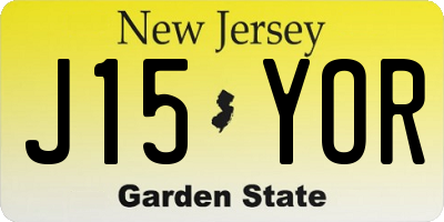 NJ license plate J15YOR