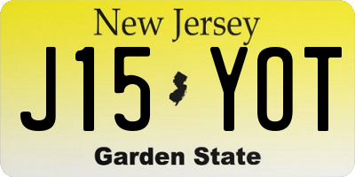 NJ license plate J15YOT
