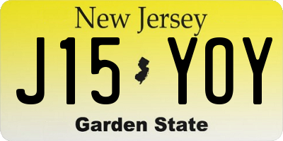 NJ license plate J15YOY