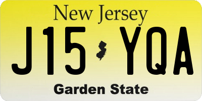 NJ license plate J15YQA