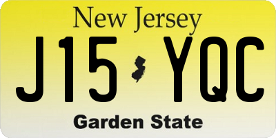 NJ license plate J15YQC
