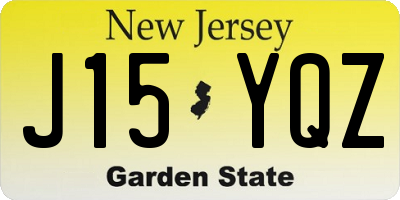 NJ license plate J15YQZ