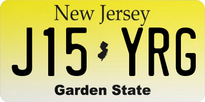 NJ license plate J15YRG
