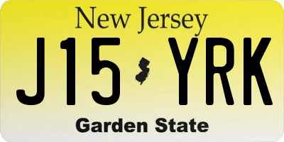 NJ license plate J15YRK
