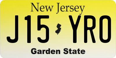 NJ license plate J15YRO