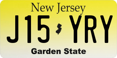 NJ license plate J15YRY