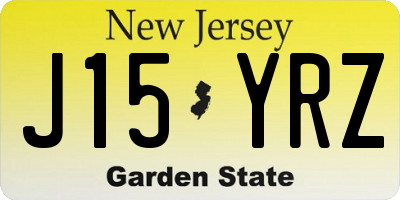 NJ license plate J15YRZ