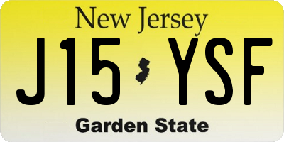 NJ license plate J15YSF