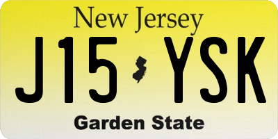 NJ license plate J15YSK