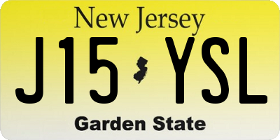 NJ license plate J15YSL