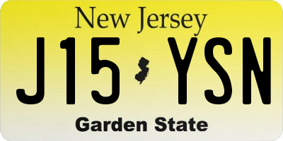NJ license plate J15YSN