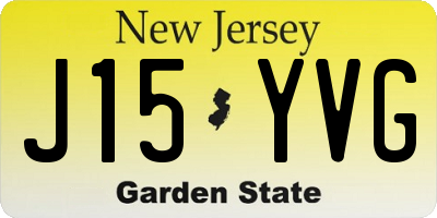 NJ license plate J15YVG