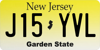 NJ license plate J15YVL