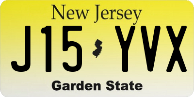 NJ license plate J15YVX