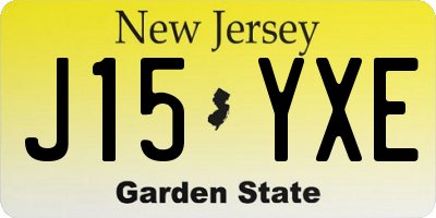 NJ license plate J15YXE