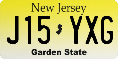 NJ license plate J15YXG