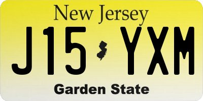 NJ license plate J15YXM