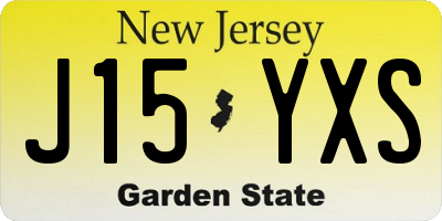 NJ license plate J15YXS