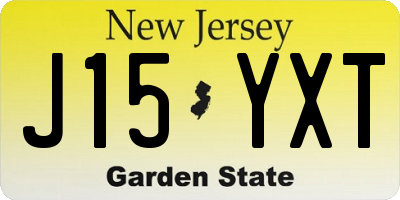 NJ license plate J15YXT