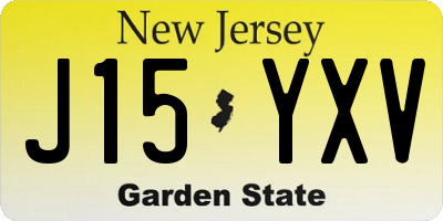 NJ license plate J15YXV