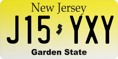 NJ license plate J15YXY