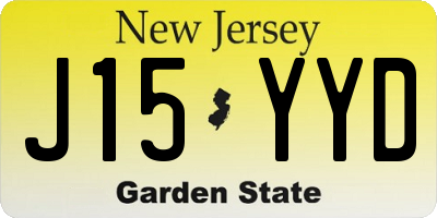 NJ license plate J15YYD