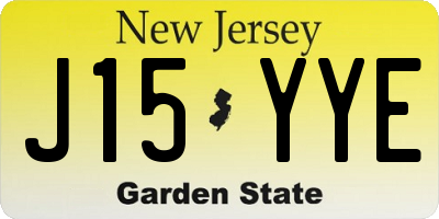 NJ license plate J15YYE