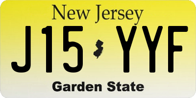 NJ license plate J15YYF