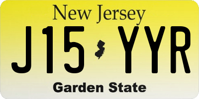 NJ license plate J15YYR