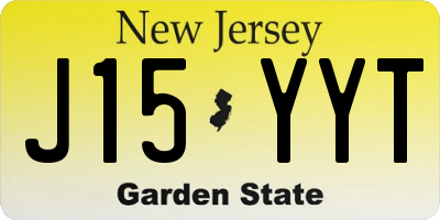 NJ license plate J15YYT