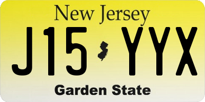 NJ license plate J15YYX