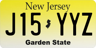 NJ license plate J15YYZ