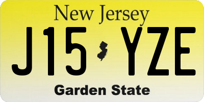 NJ license plate J15YZE