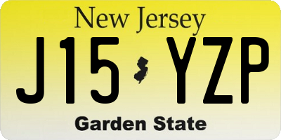 NJ license plate J15YZP