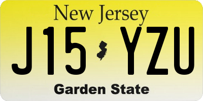 NJ license plate J15YZU