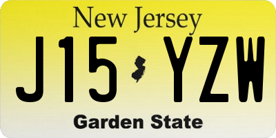 NJ license plate J15YZW